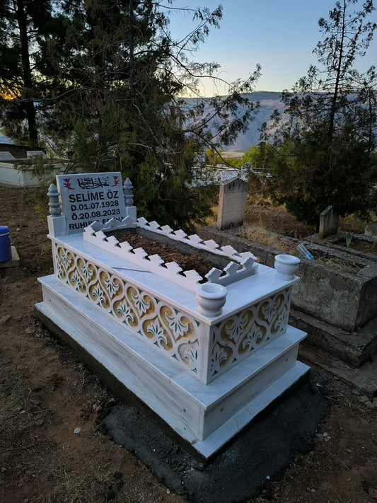 Renkli Laleli İşlemeli Mezar Modeli